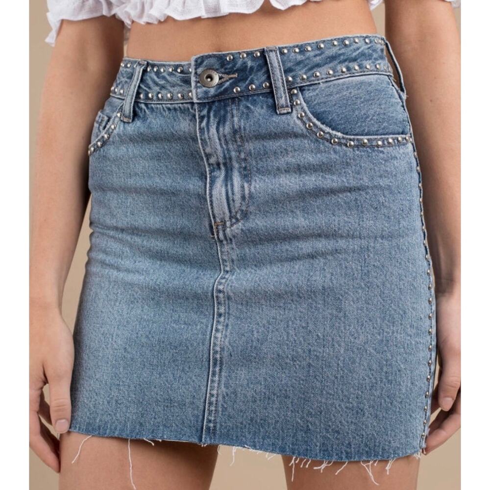 NWT PISTOLA Studded Denim Skirt‎ Size 25 NEW Biker Moto